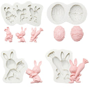 2 PCS Easter Bunny Egg Chocolate Baking Clay Silicone Mold, Specification: Double Egg