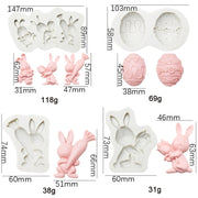 2 PCS Easter Bunny Egg Chocolate Baking Clay Silicone Mold, Specification: Double Egg