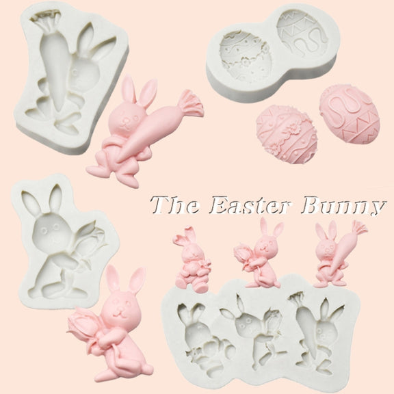 2 PCS Easter Bunny Egg Chocolate Baking Clay Silicone Mold, Specification: Double Egg