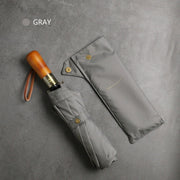 PARACHASE Ten-bone Double-layer Large Windproof Business Automatic Folding Umbrella(Grey)