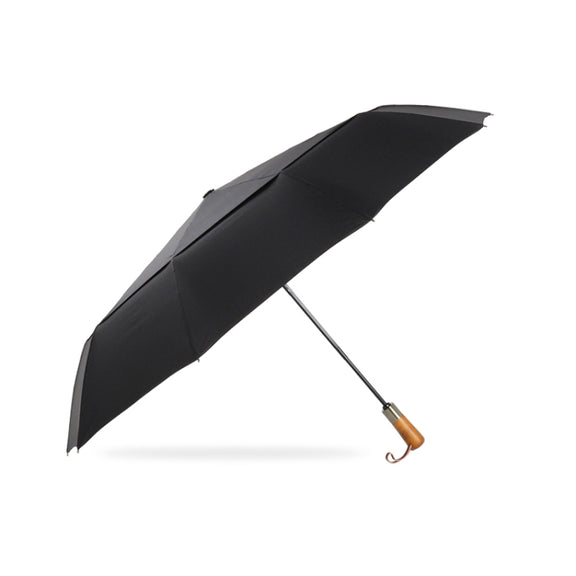 PARACHASE Ten-bone Double-layer Large Windproof Business Automatic Folding Umbrella(Black)