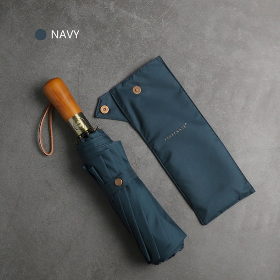 PARACHASE Ten-bone Double-layer Large Windproof Business Automatic Folding Umbrella(Navy)