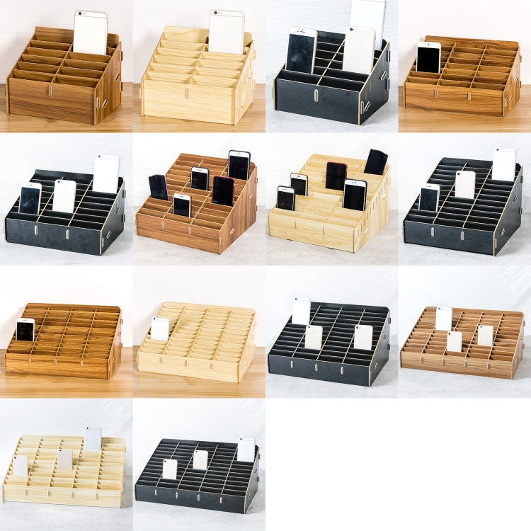 D-86 Office Conference Classroom Mobile Phone Storage Box, Style: 36 Grids (Walnut)