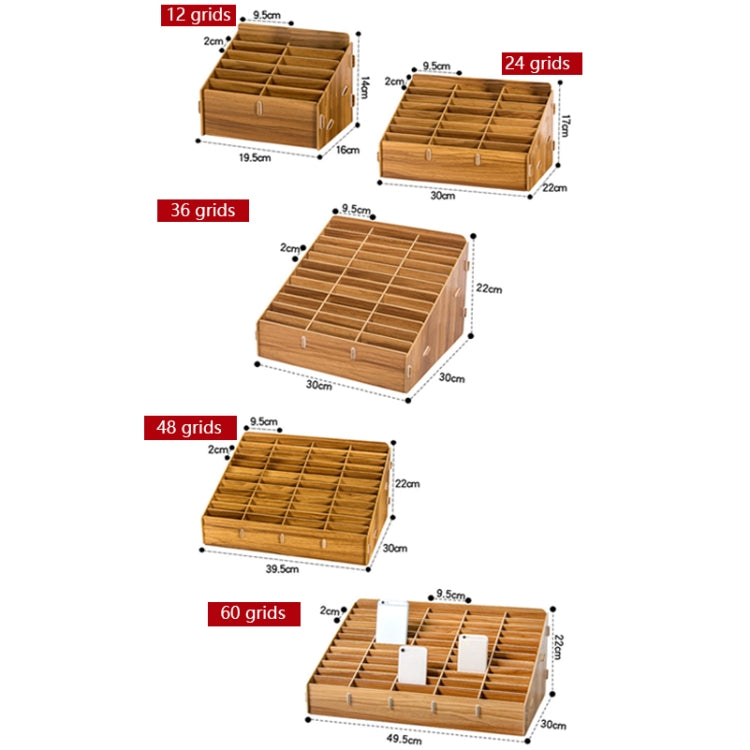 D-86 Office Conference Classroom Mobile Phone Storage Box, Style: 36 Grids (Walnut)