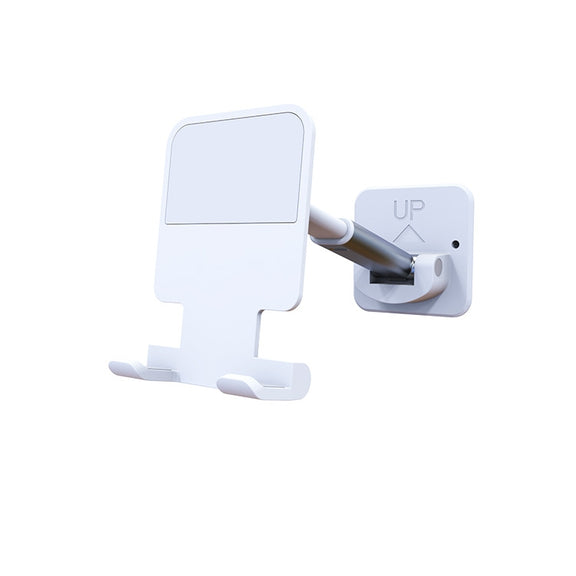 2 PCS T11 Wall Paste Mobile Phone Bracket Foldable Lift Bathroom Kitchen Wall Bracket(White)