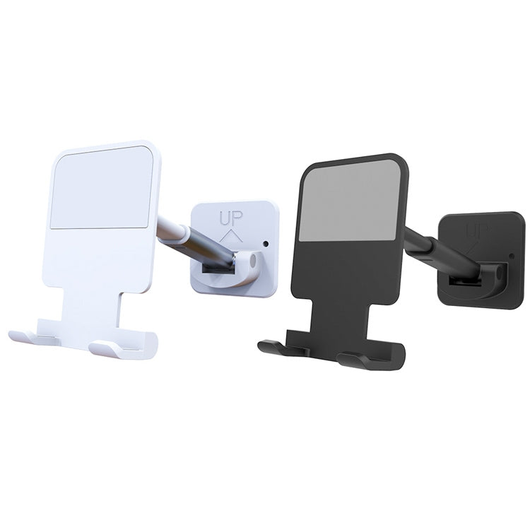 2 PCS T11 Wall Paste Mobile Phone Bracket Foldable Lift Bathroom Kitchen Wall Bracket(White)