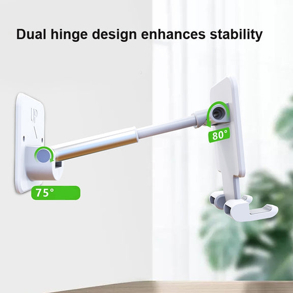 2 PCS T11 Wall Paste Mobile Phone Bracket Foldable Lift Bathroom Kitchen Wall Bracket(White)