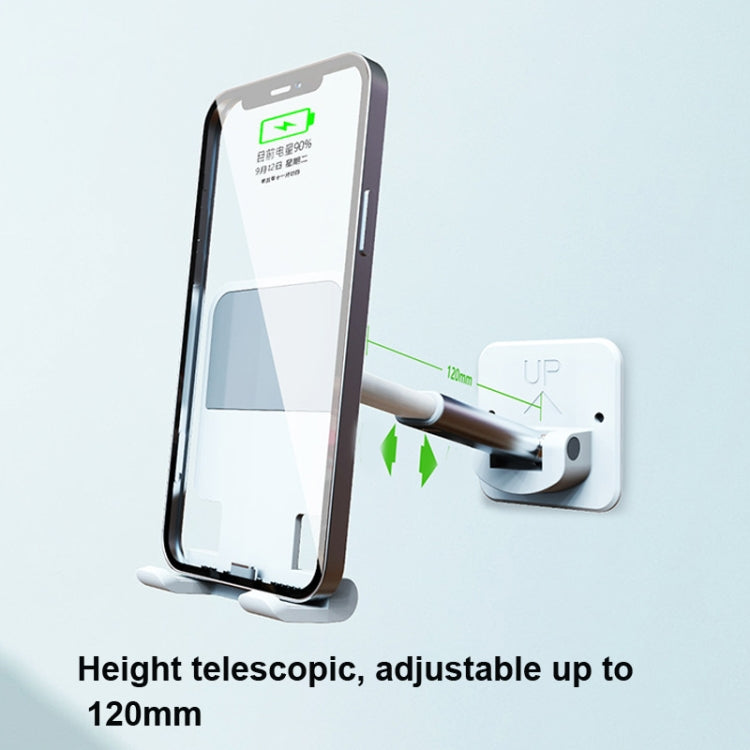 2 PCS T11 Wall Paste Mobile Phone Bracket Foldable Lift Bathroom Kitchen Wall Bracket(White)