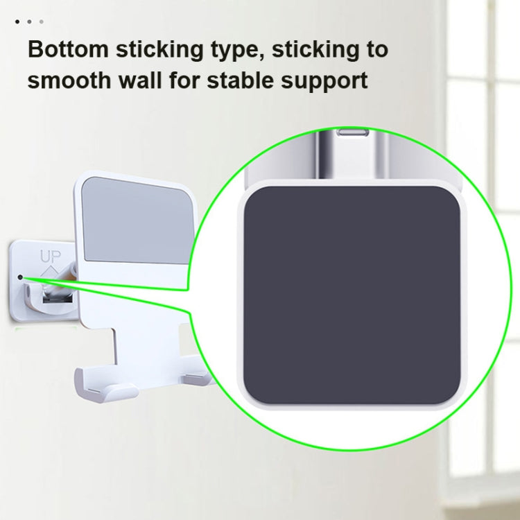 2 PCS T11 Wall Paste Mobile Phone Bracket Foldable Lift Bathroom Kitchen Wall Bracket(White)