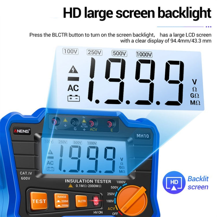 ANENG MH10 Digital High Precision Insulation Resistance Tester(Orange)