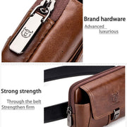 BULL CAPTAIN Multifunctional Leather Mobile Phone Small Waist Bag For Men(Vertical Brown)