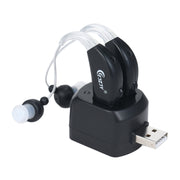 Rechargeable Hearing Aids for Seniors Personal Sound Amplifier with Charging Base,EU Plug(Black)