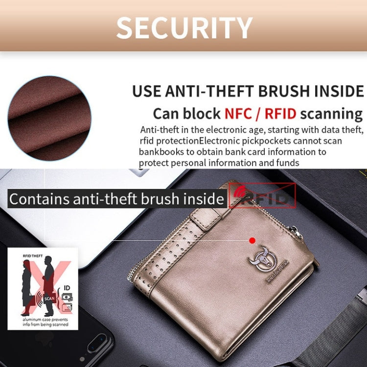 BULL CAPTAIN Anti-theft Brush Leather Wallet For Men(Black)