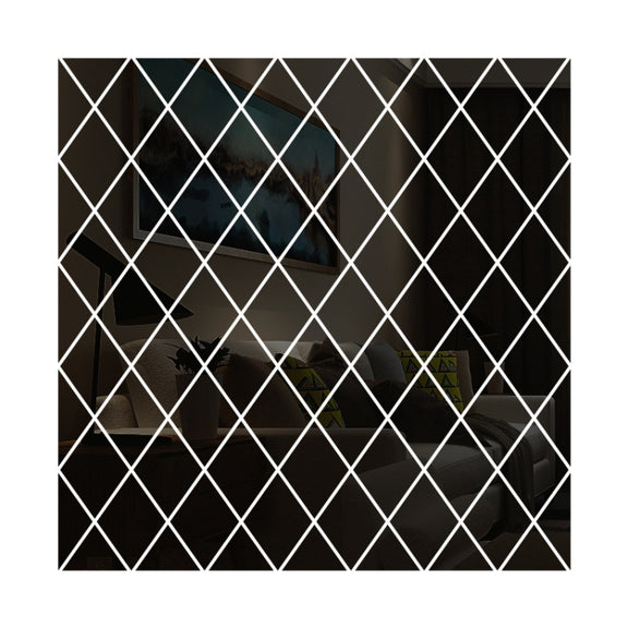 Rhombus Stitching Background Acrylic Mirror Decorative Stickers, Specification: Black Large