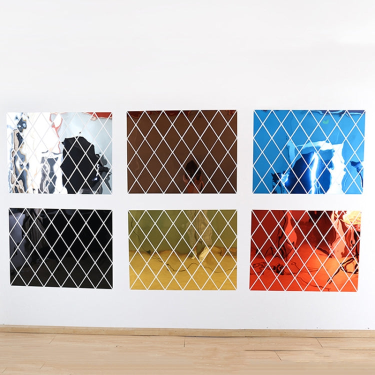 Rhombus Stitching Background Acrylic Mirror Decorative Stickers, Specification: Black Large