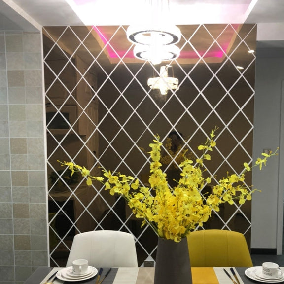 Rhombus Stitching Background Acrylic Mirror Decorative Stickers, Specification: Black Large