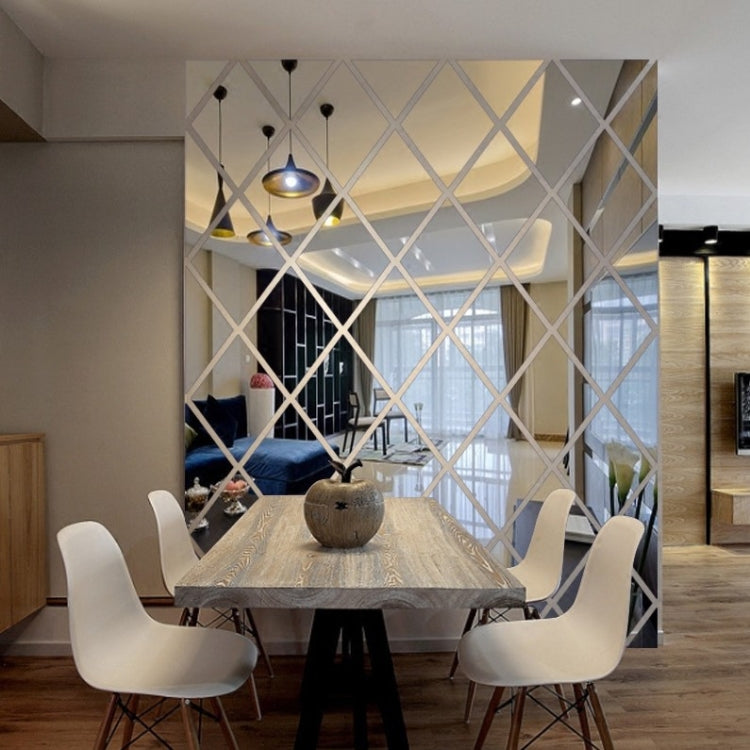 Rhombus Stitching Background Acrylic Mirror Decorative Stickers, Specification: Black Large