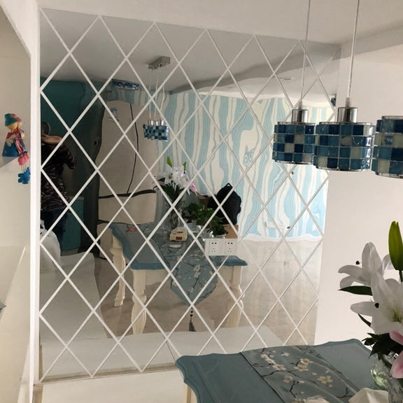 Rhombus Stitching Background Acrylic Mirror Decorative Stickers, Specification: Black Large