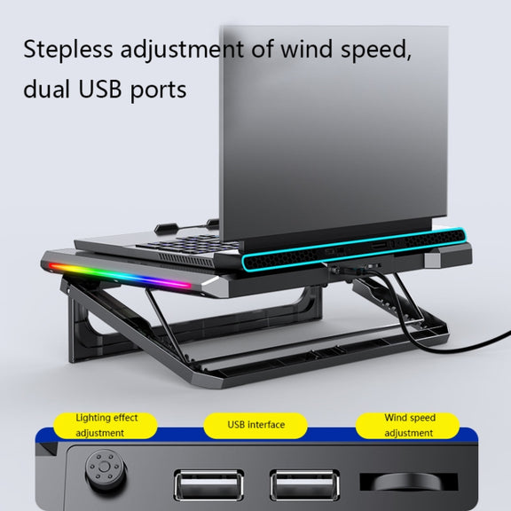 NUOXI Q9 RGB Lighting Effect Laptop Cooler(Black)