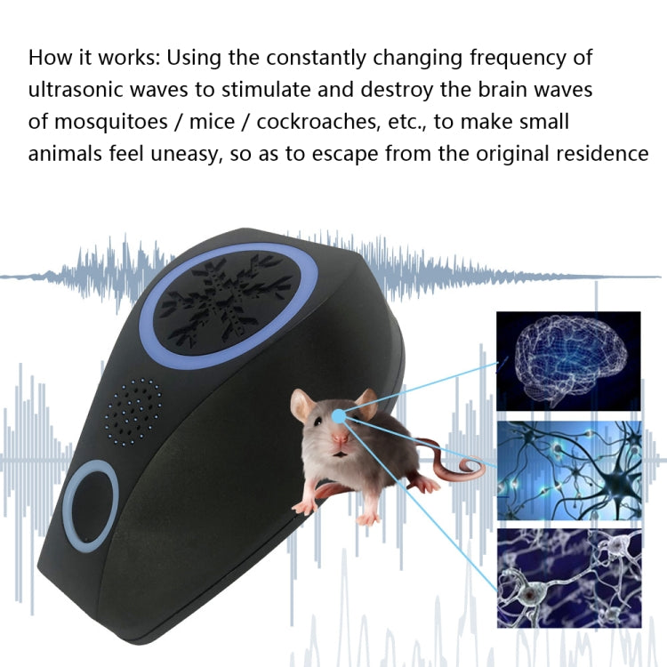 Snowflake Ultrasonic Mosquito Repellent Mouse Repellent, Specification: US Plug(Black)