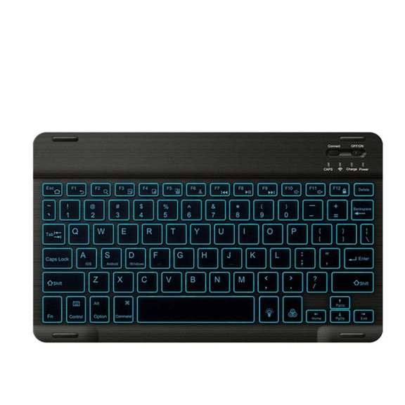 78 Keys 10 Inch RGB Colorful Backlit Bluetooth Keyboard For Mobile Phone / Tablet(Black)
