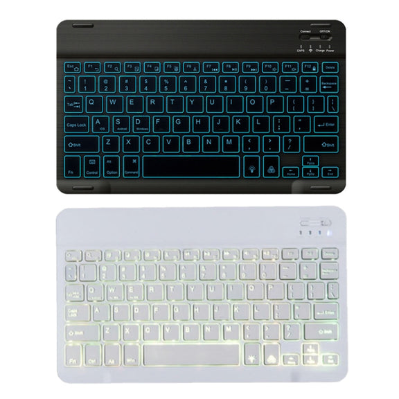 78 Keys 10 Inch RGB Colorful Backlit Bluetooth Keyboard For Mobile Phone / Tablet(Black)