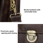 Men Retro Cowhide Leather Briefcase Multifunctional Laptop Bag for 15.6 Inch Computer(Coffee)