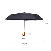 PARACHASE Large Ruggedized Shrink Retro Wind-Resistant Folding Umbrella(Blue)