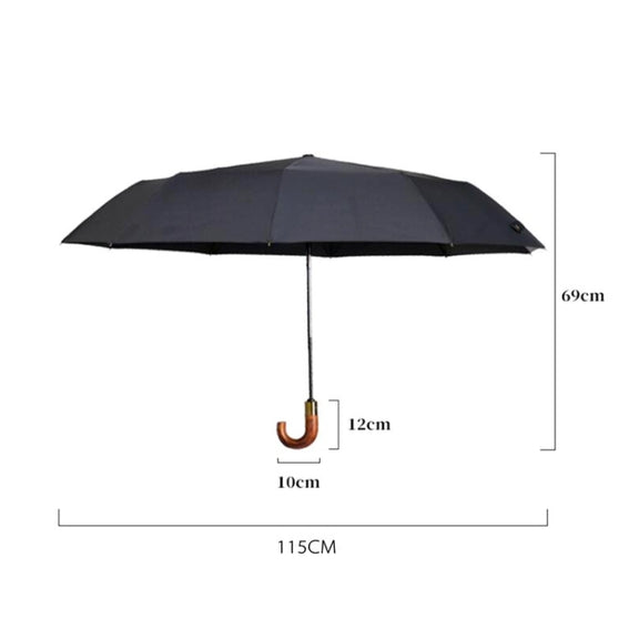 PARACHASE Large Ruggedized Shrink Retro Wind-Resistant Folding Umbrella(Blue)