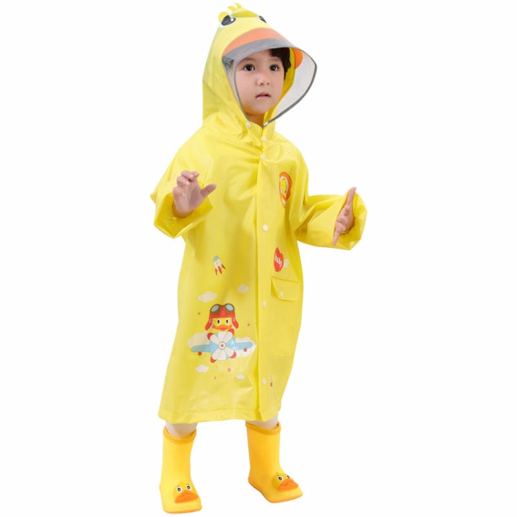 Large Hat Brim Cartoon Print Children Raincoat with Schoolbag Seat, Size: M(Pink)
