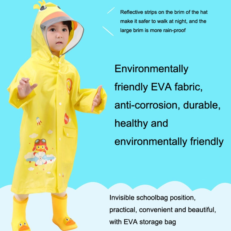 Large Hat Brim Cartoon Print Children Raincoat with Schoolbag Seat, Size: M(Pink)