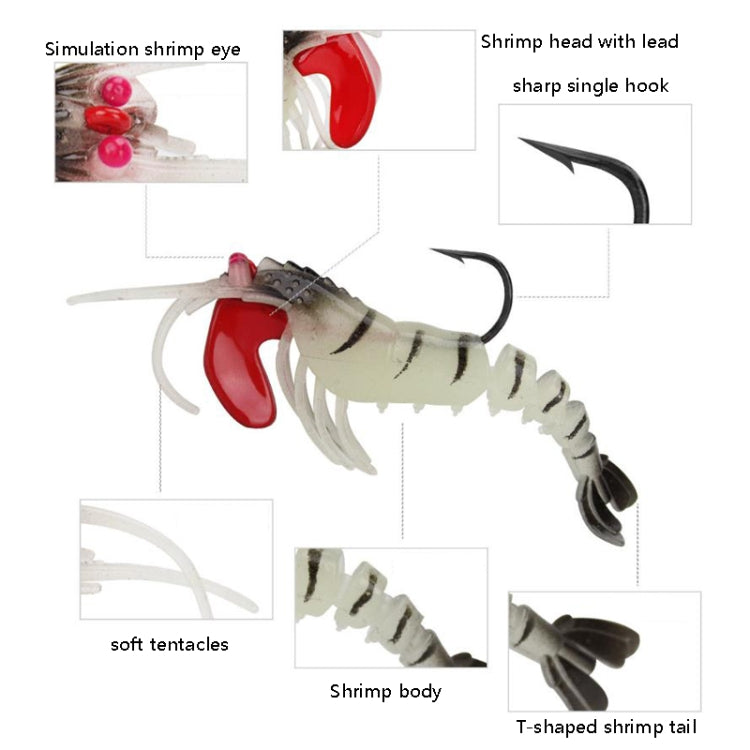 5 Color / Set Multi-section Lead Head Soft Shrimp Fake Bait Freshwater Sea Fishing Lure