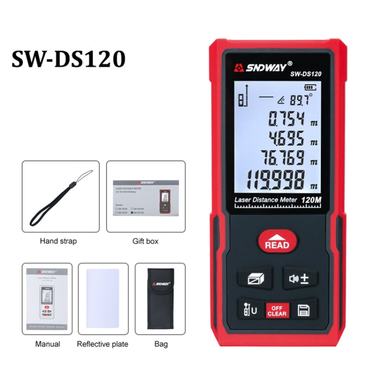 SNDWAY SW-DS120 Handheld Laser Rangefinder Infrared Laser Ruler, Distance: 120m