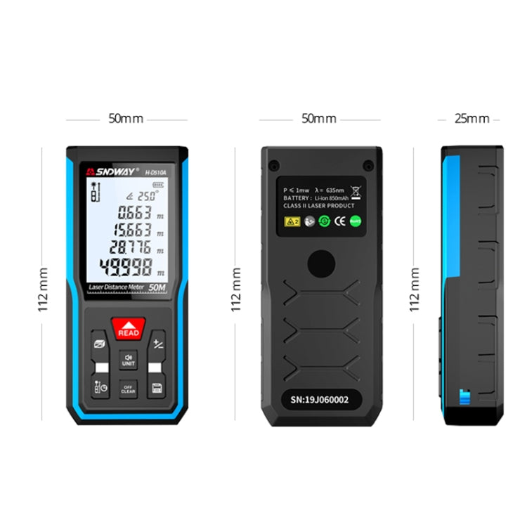 SNDWAY H-D510A Handheld Laser Rangefinder Infrared Measuring Instrument, Distance: 50m