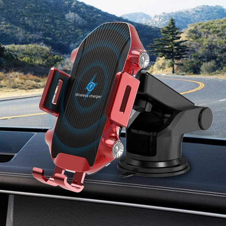 X343 15W Car Wireless Charger Smart Induction Suction Cup Phone Holder( Red)