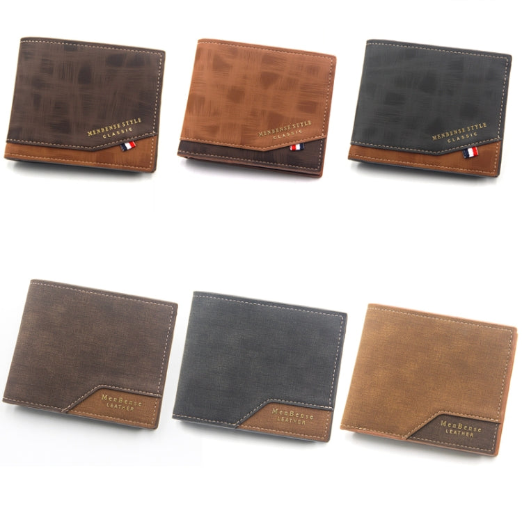 Menbense Hot Stamping Hinge Short Matte Multi-Card Large Capacity Male Wallet(D3301-4 Light Brown)