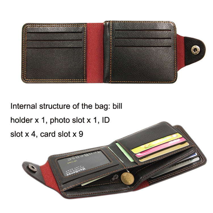 MenBense Men Multi-Card 2 Fold Short Wallet Carrying Card Case(Brown)
