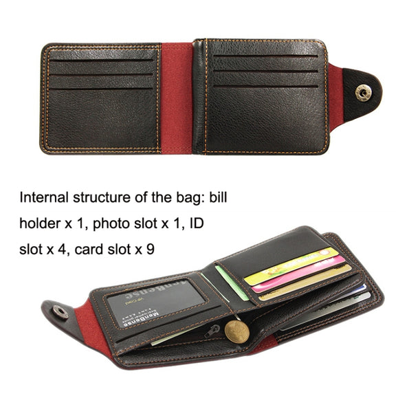 MenBense Men Multi-Card 2 Fold Short Wallet Carrying Card Case(Brown)
