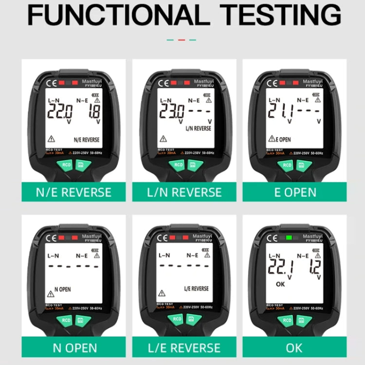 FUYI FY1881 High Precision Power Polarity Phase Socket Tester(UK Plug)