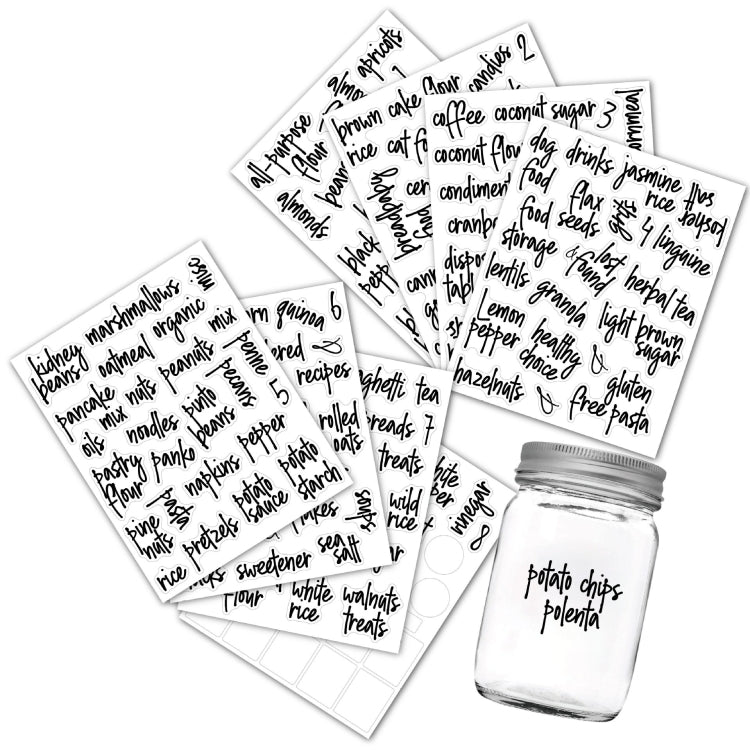 168 PCS Pantry Storage Stickers Water-resistant and Oil-proof Food Label Stickers