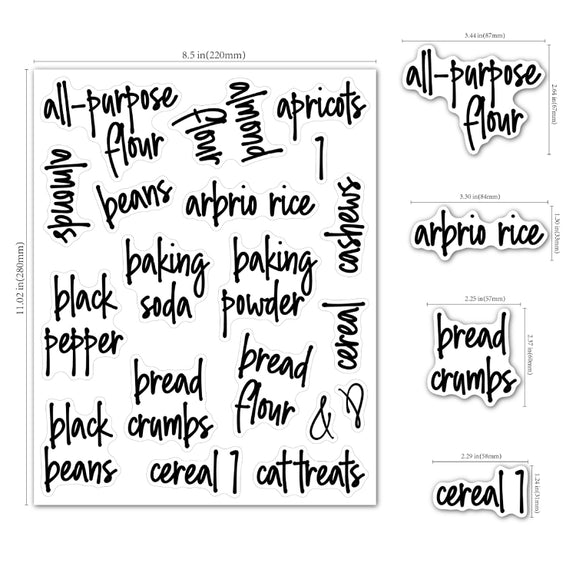 168 PCS Pantry Storage Stickers Water-resistant and Oil-proof Food Label Stickers