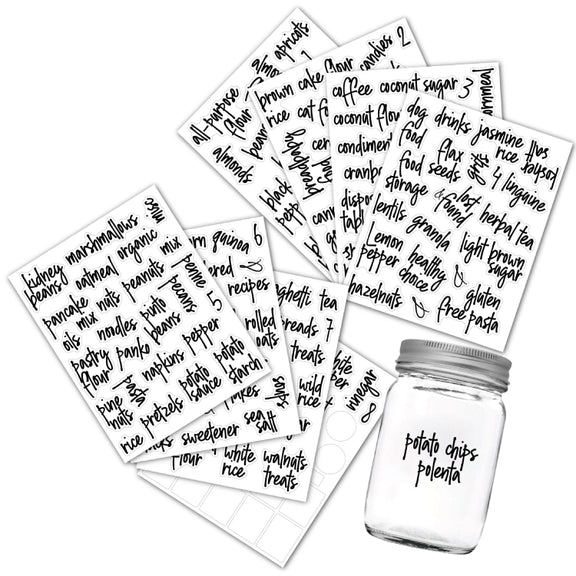 168 PCS Pantry Storage Stickers Water-resistant and Oil-proof Food Label Stickers