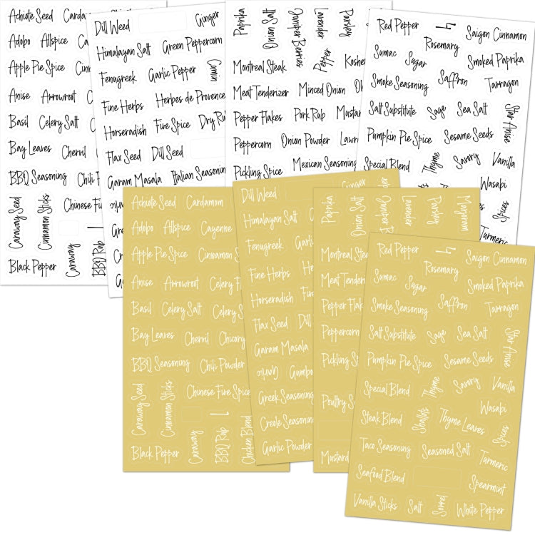 276 PCS Transparent Water-resistant Spice Labels 2 Color Combination Pantry Markers(8 Sheets / Set)