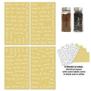 276 PCS Transparent Water-resistant Spice Labels 2 Color Combination Pantry Markers(8 Sheets / Set)