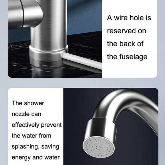 Household Kitchen Electric Hot Water Fauce EU Plug, Style: Stainless Steel Universal Pipe Type