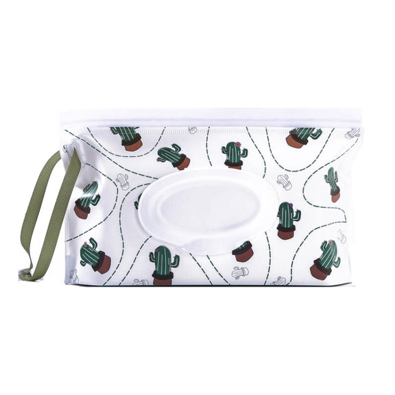 Baby EVA Wet Wipes Bag Portable Flip Removable Sanitary Wet Wipes Bag(Cactus)