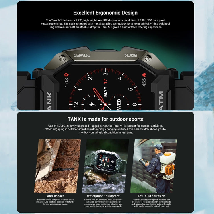SATM M1 Outdoor Water-resistant Bluetooth Smart Watch(Black)