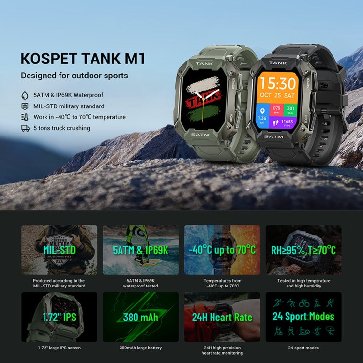 SATM M1 Outdoor Water-resistant Bluetooth Smart Watch(Black)
