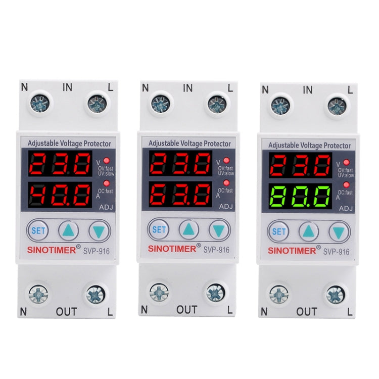 SINOTIMER SVP-916 Adjustable Self-resetting Over-voltage Under-voltage Protector, Current: 40A