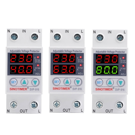 SINOTIMER SVP-916 Adjustable Self-resetting Over-voltage Under-voltage Protector, Current: 40A
